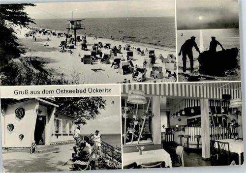 17459 O2235 Ückeritz , Usedom - Strand, Fischer, Gaststätte Strandklause