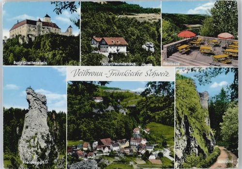 Veilbronn Burg Greifenstein, Naturfreundehaus, Pferdekopf, Gesamtansicht, Schlucht