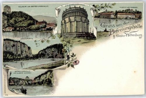 Kelheim Teilansicht, Donaupartie, Befreiungshalle, Kloster Weltenberg