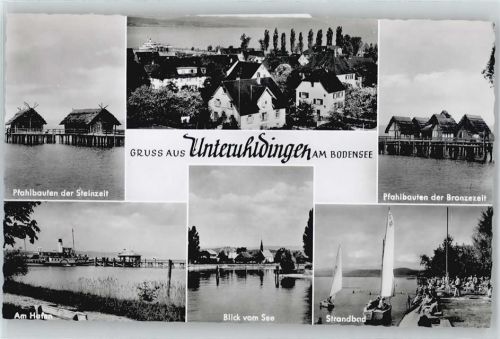 Unteruhldingen Am Hafen, Blick vom See, Strandbad, Pfahlbauten