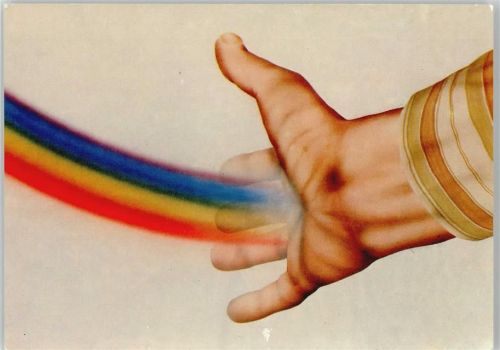 1990 Rainbow Hand Künstler AK
