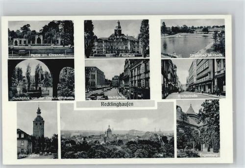 Recklinghausen Ehrenmal Christuskirche Petruskirche Rathaus Marktplatz Strandbad Mollbeck Breitestraße Engelsburg