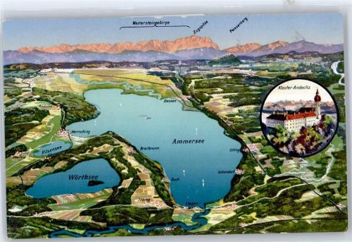 Herrsching Karte, Ammersee, Kloster Andechs