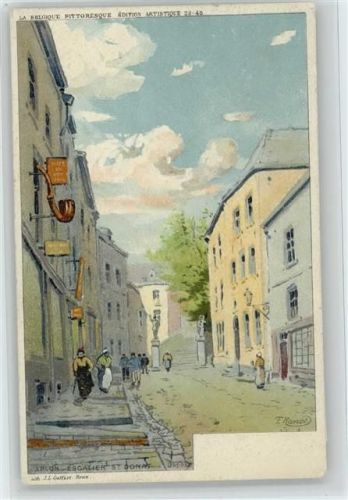 1900 - 1905 Escalier St Donay Künstler sign Belgische Pittoresque Edition 23-48