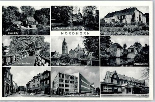 Nordhorn Oelmühle, Mühlendamm, Hauptstraße, Baumwollspinnerei, Bahnhof, Wassermühle, Klosterruine