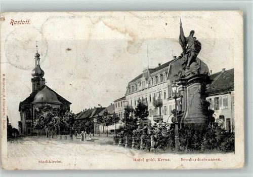 Rastatt Hotel gold. Kreuz Stadtkirche Bernhardusbrunnen