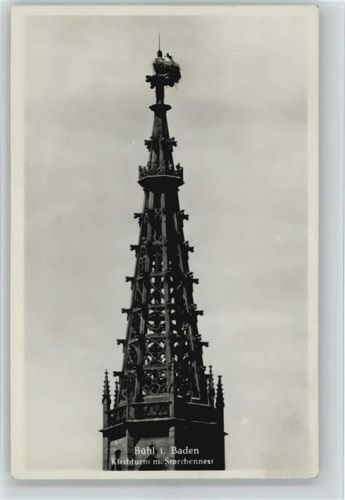 Bühl Kirchturm mit Storchennest