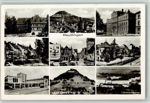 Reutlingen Gymnasium Klein-Venedig Schwimmbad Wilhelmstraße Achalm Technikum f. Textilindustrie Elsturm Infanterie-Kaserne