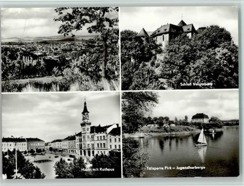 Oelsnitz Schloß Voigtsberg Markt mit Rathaus Talsperre Pirk Jugendherberge Segelboot