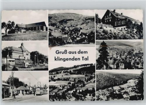 Klingenthal Straßenbahn - Sport-Hotel - 1961 Foto AK