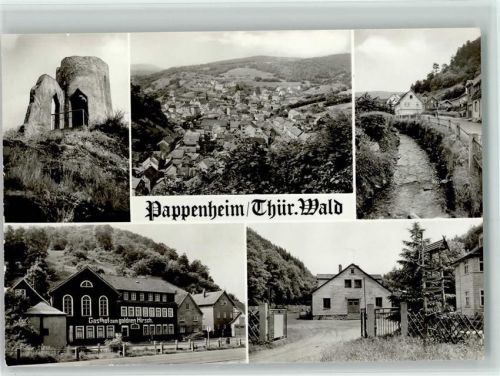 Kurort Pappenheim Hohe Warte Gesamtübersicht an der Schmalkalde Gasthaus zum Hirsch Station Junger Touristen
