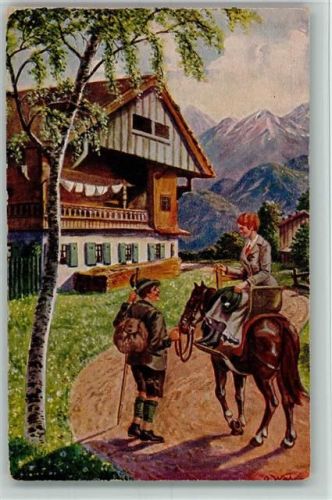 sign O. Weber - Im Alpenland S.V.D. Nr. 866 Ak Fraunesattel auf dem Pferd
