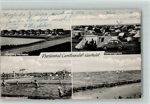 Harlesiel Siedlung Harlesiel Campingplatz Zelte Seewasserbecken Nordseestrand 4-Bildaufnahme