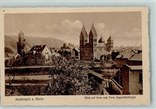 Andernach Blick auf Dom und Turm Jugendherberge
