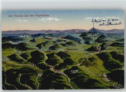1920 Taunus aus der Vogelschau Hessen Orientierungskarte Nr. 1