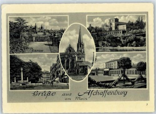 Aschaffenburg Schloß, Pompejanum, Bahnhof, Siegfried-Denkmal, Stiftskirche