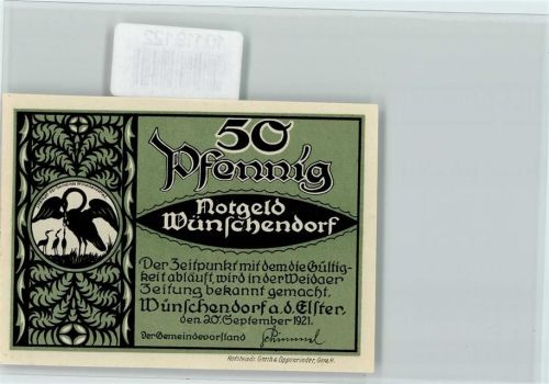 Wünschendorf Notgeld 50 Pf. Kirche St. Veit 1168