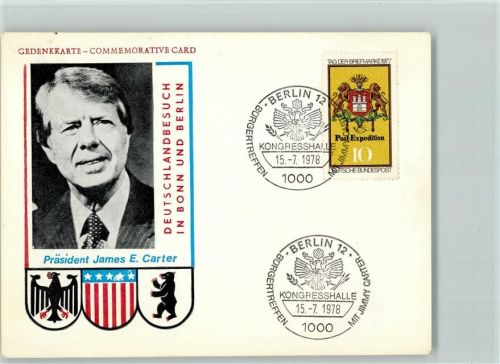 Gedenkkarte US Präsident Carter Besuch Ganzsache