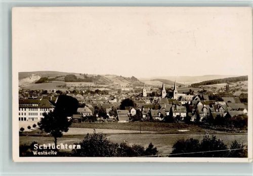 Schlüchtern Ortsansicht Westseite Bahnpoststempel