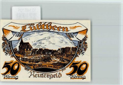 Wittenburg Notgeldschein 50 Pfennig Reutergeld Ortsansicht Frauen beim Wasserholen