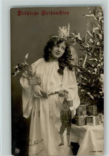 1911 Serie 465-5199 - geschmückter Baum, Spielzeug Hampelmann, Bauklötzer