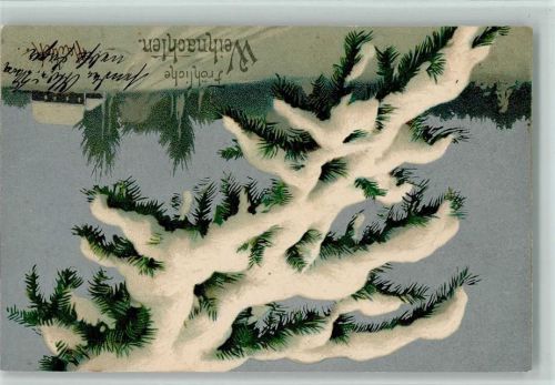 1904 Weihnachten - Tannenzeig mit Schnee AK