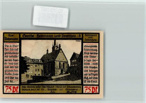 Pößneck Notgeld75 Pf. Goethe