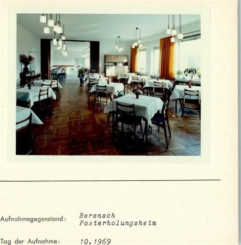 Berensch Posterholungsheim Innenaufnahme Speisesaal Foto montiert auf Karton