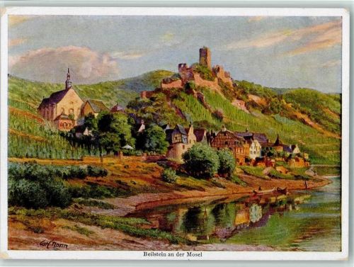 Beilstein Ruine der Reichsburg sign. Carl Monn