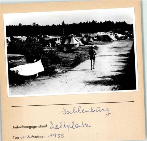 Sahlenburg Zeltplatz Foto montiert auf Karton