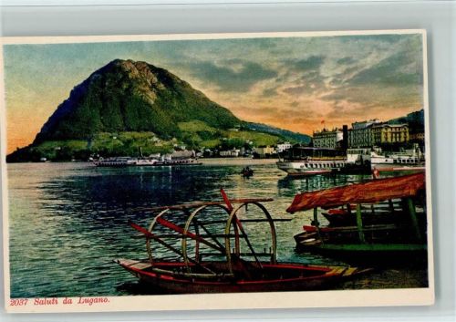 Lugano Ufer Ausflugsdampfer Ruderboote