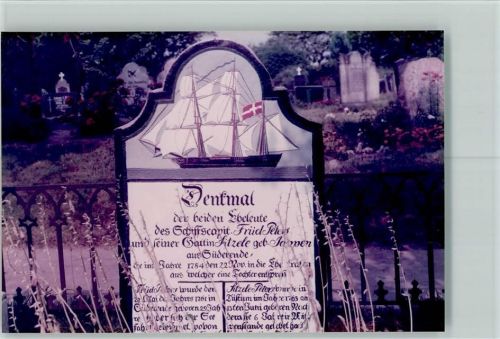 25938 W2270 Süderende auf Föhr FOTO KEINE AK Grabstein St. Laurentii Friedhof Kirchen, Grabsteine, etc.