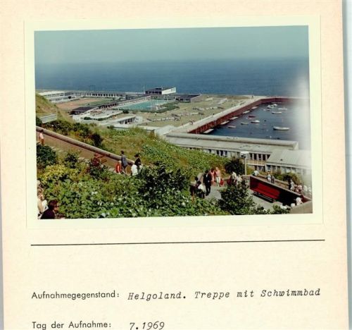 Helgoland Treppe mit Schwimmbad Foto montiert auf Karton