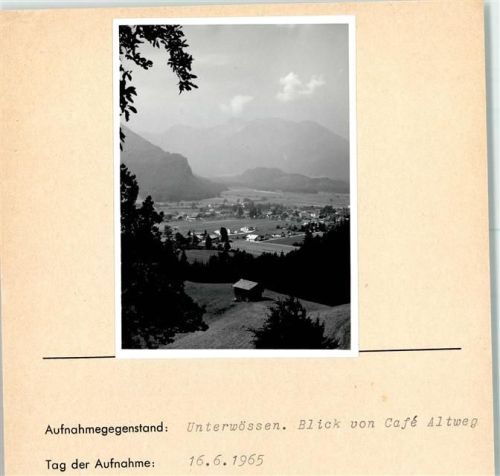 Unterwössen Blick von Café Altweg Foto montiert auf Karton