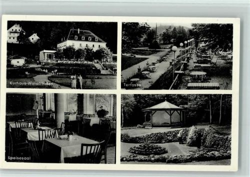 Bad Abbach Kurhaus-Waldfrieden Innenaufnahme Speisesaal Schwefelquelle Terrasse 4-Bildaufnahme