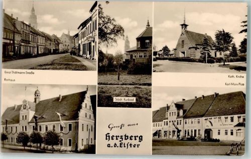 Herzberg Rathaus Ernst Thälmann Straße Städt. Kurbad Kath. Kirche