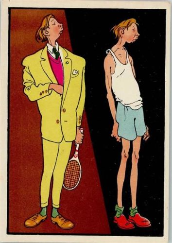 1958 Karikatur - Tennisschläger AK
