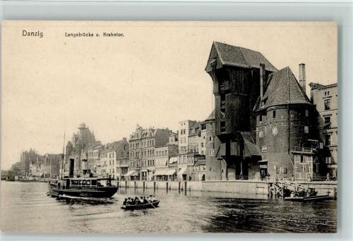 Danzig Langebrücke und Krahntor Dampfer
