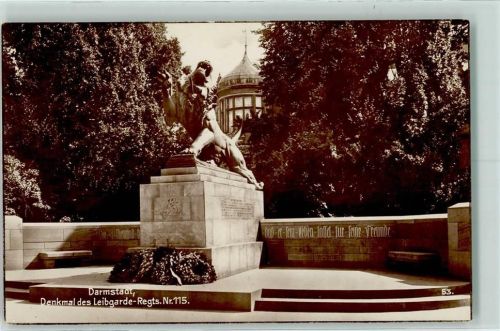 Darmstadt Denkmal des Leibgarde-Regiment Nr. 115 - Trinks-Postkarte Nr. 53 AK