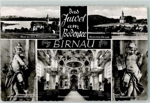 88690 W7772 Birnau - Blick zu den Scheizer Alpen Honigschlecker vom Bernadus-Altar Klosterkirche Engel vom Benedictus-Altar Blick vom See aus