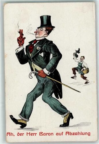 1909 Humor - Schuster ruft: Ah, der Herr Baron auf Abzahlung AK