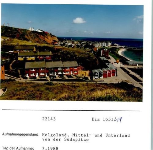 Helgoland Mittel- und Unterland von der Südspitze Foto montiert auf Karton