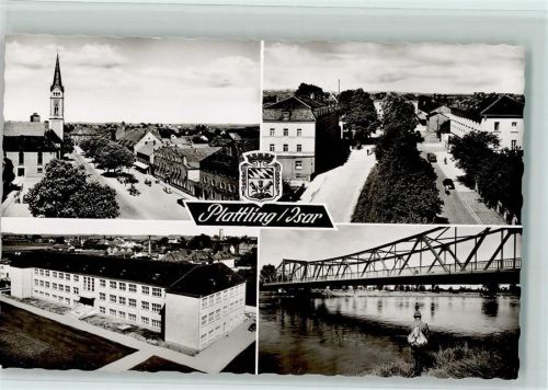 Plattling Ortsansichten Kirche Brücke 4-Bildaufnahme