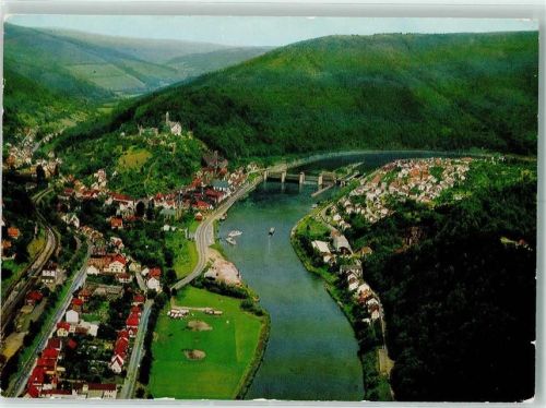 Hirschhorn Fliegeraufnahme Neckar Schleuse