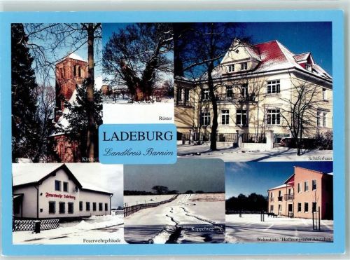 Ladeburg Rückseite mit Abschürfungen bzw Kleberesten Winter Schäferhaus Feuerwehrgebäude