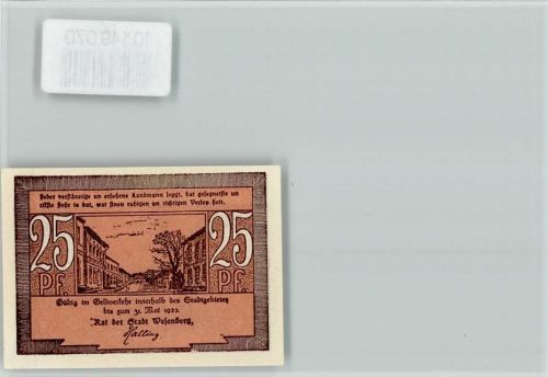 Wesenberg Notgeldschein 25 Pfennig Reutergeld