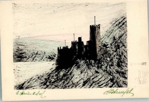 1953 Burg Stolzenfels Handgemalt