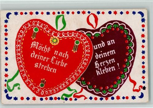 1916 Herzen mit Sprüche AK