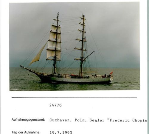 Cuxhaven Alte Segler Poln. Segler Frederic Chopin Foto montiert auf Karton