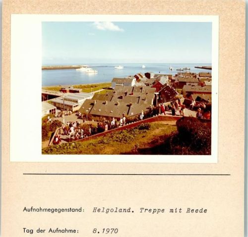 Helgoland Treppe mit Reede Foto montiert auf Karton